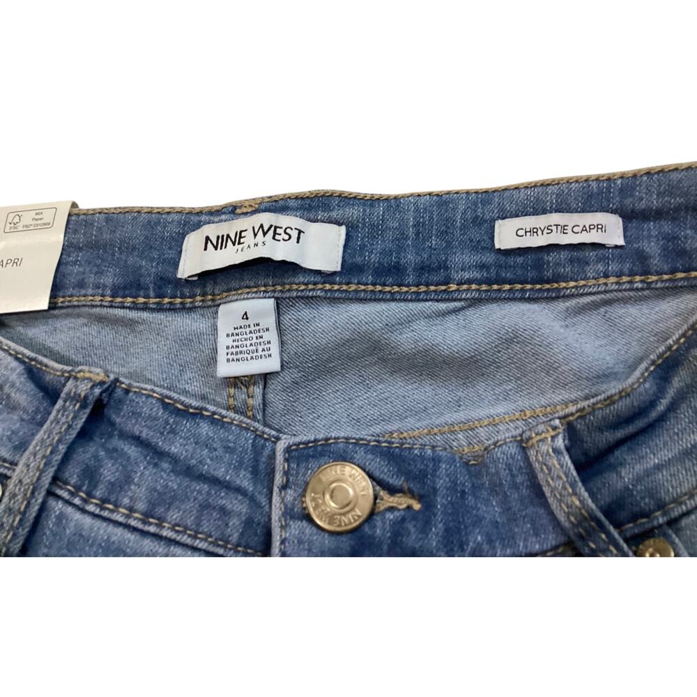 Nine West Chrystie Mid-Rise Stretch Denim Capri Jeans – Medium Wash size 4 - Picture 4 of 6